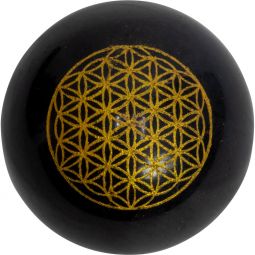 Black Tourmaline Sphere - Flower of Life