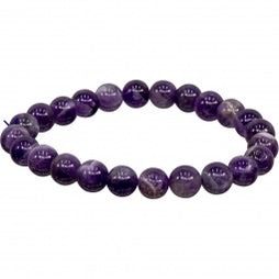 Chevron Amethyst  Bracelet 8mm Round Beads