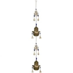 Fatima Hands w/ Beads -Brass Bell Chime String