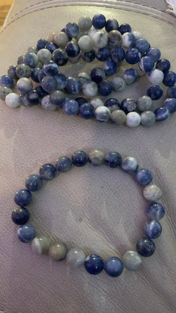 Sodalite Mens Bracelet 10mm-12mm Round Beads