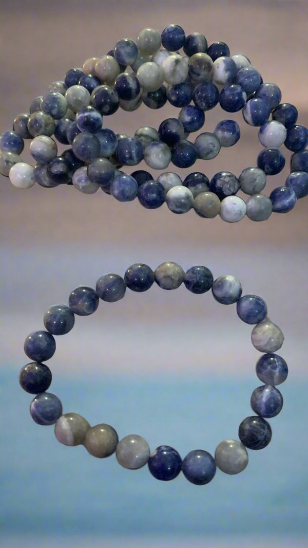 Sodalite Mens Bracelet 10mm-12mm Round Beads