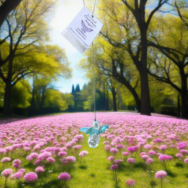 Crystal Guardian Angel, December Blue Zircon or Aquamarine