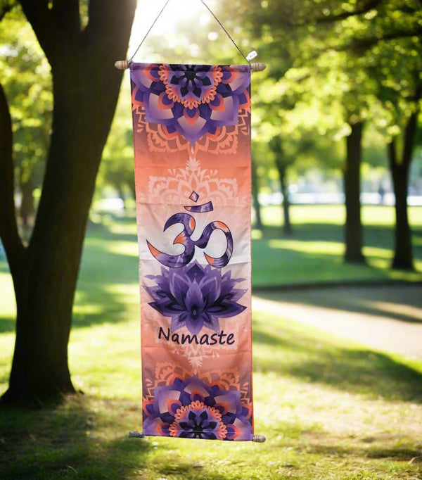 High Quality French Crepe Poly Banner - Om Namaste