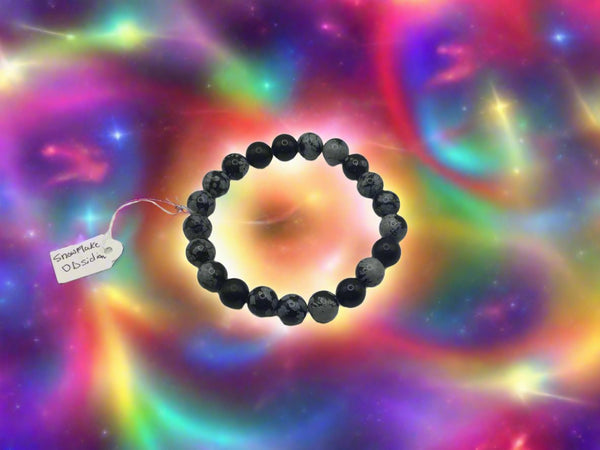 Mens Snowflake Obsidian Bracelet