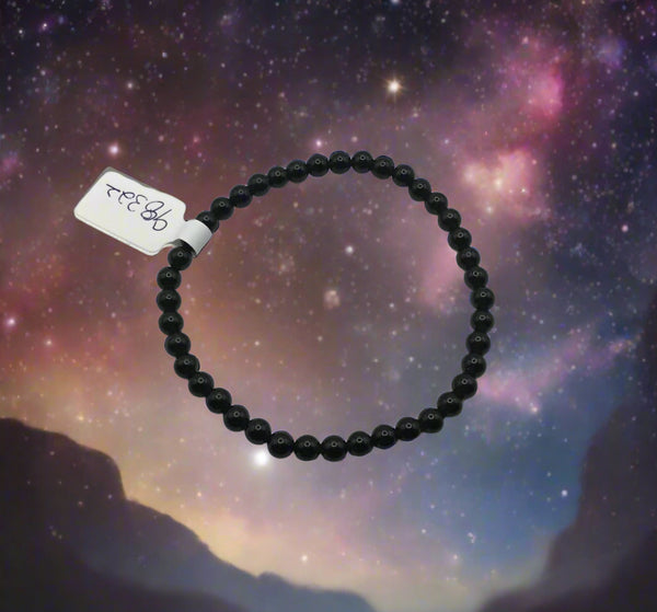 Black Obsidian Bracelet 4mm Round Beads