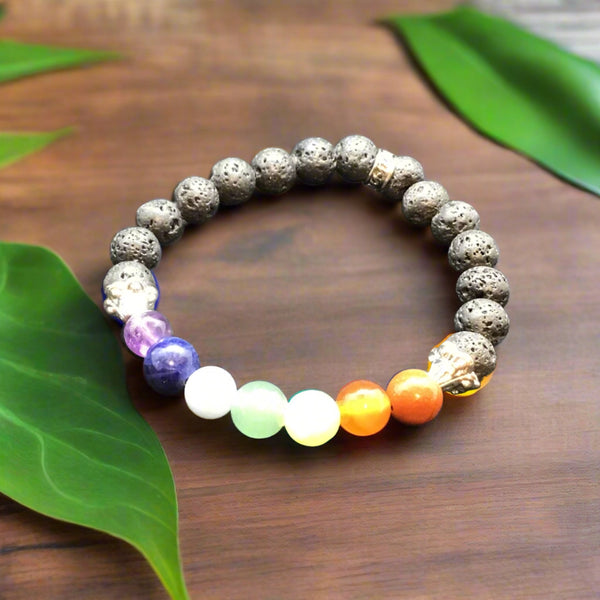 Lava w/7 Chakra  Bracelet
