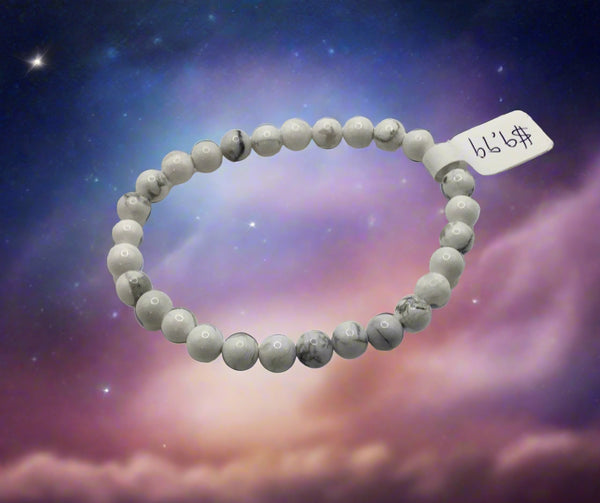 Howlite Elastic Bracelet 6mm Round Beads