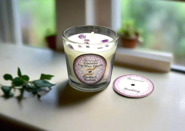 Healing Candle Amethyst Harmonia Soy Gem Votive