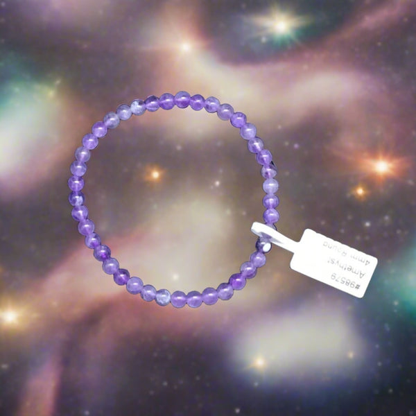 Amethyst Bracelet  4mm Round Beads