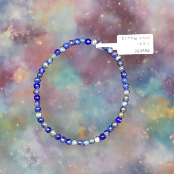 Lapis Bracelet 4mm Round Beads