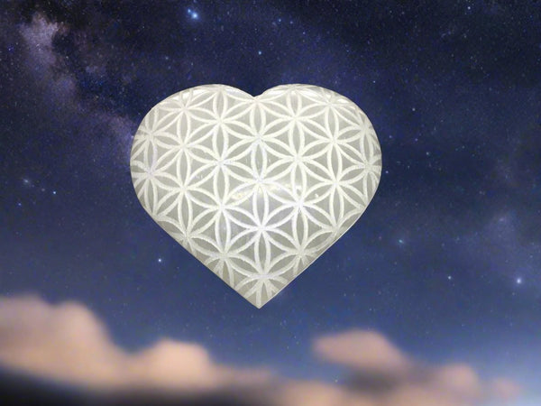 Selenite Heart - Flower of Life
