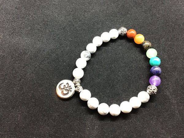 Howlite with OM 7 Chakra Bracelet