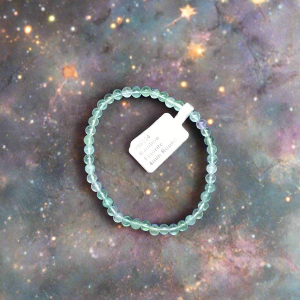 Rainbow Fluorite Bracelet 4mm Round Beads