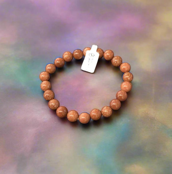 Red Goldstone Men's Bracelet 10mm-12mm Round Beads