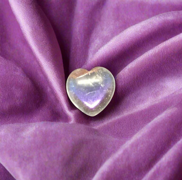 Puffed Aura Quartz Heart - Angel White