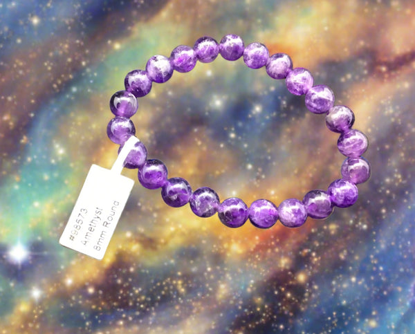Amethyst Bracelet 8mm Round Beads