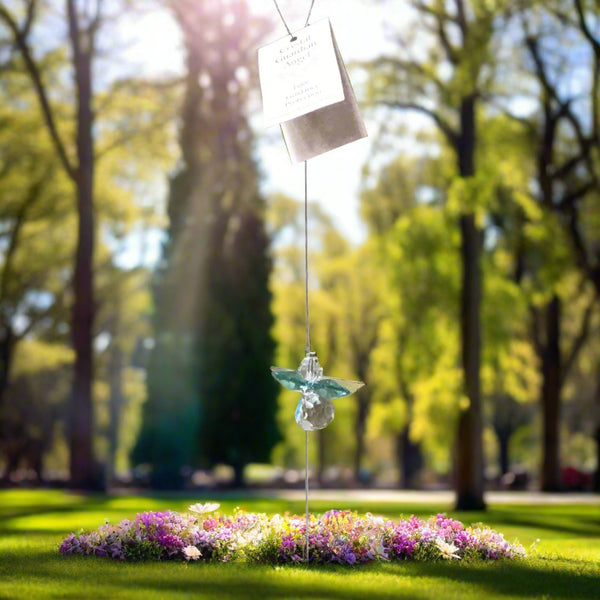 Crystal Guardian Angel, December Blue Zircon or Aquamarine