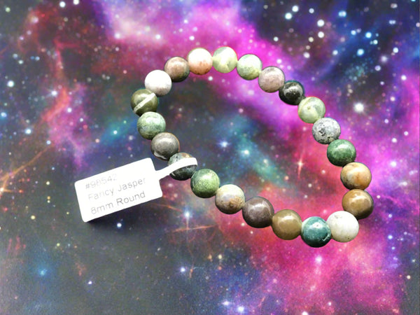 Fancy Jasper Bracelet 8mm Round Beads