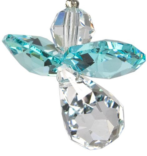 Crystal Guardian Angel, December Blue Zircon or Aquamarine