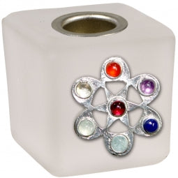 Mini Glass Candle Holder Chakras Frosted