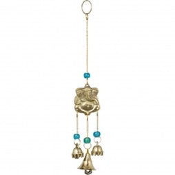 Brass Bell Chime Ganesh with Blue Beads