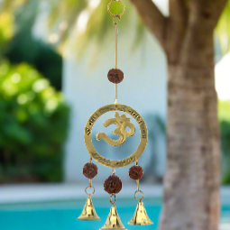 Brass Bell Chime - Om w/ Rudraksha*