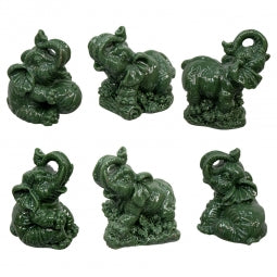 Polyresin Feng Shui Figurine Elephants - Jade