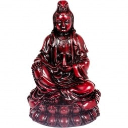 Polyresin Figurine 3.75-inch Meditating Quan Yin Redstone