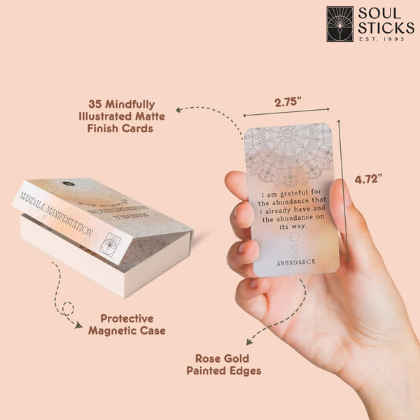 Soul Sticks Positive Affirmation Cards for Women, Motivational, Mindful Daily Cards, & Self Care, Unique Gifts for Women and Men (Mandala Manifestation)