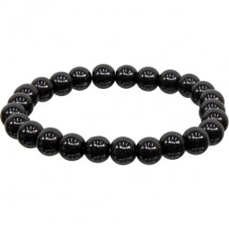 Elastic Bracelet 8mm Round Beads - Black Obsidian*