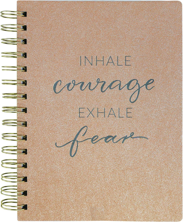 Graphique Medium Vegan Leather Spiral Journal, Courage – 6” x 8", 192 Lined Pages, Inhale Courage Exhale Fear Quote Embellished on the Cover – Perfect for Taking Notes, Lists and More*
