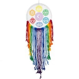 Embroidered Wall Hanging w/ Fringe - 7 Chakra