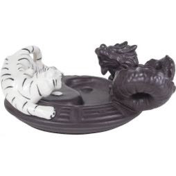 Ceramic Backflow Incense Burner - Yin Yang Dragon & Tiger