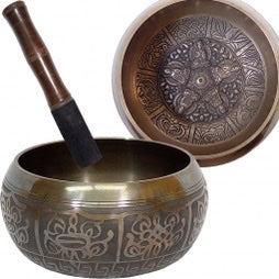 Small Singing Bowl with 5 Dhyani Buddhas | Embossed 4.5 Inch