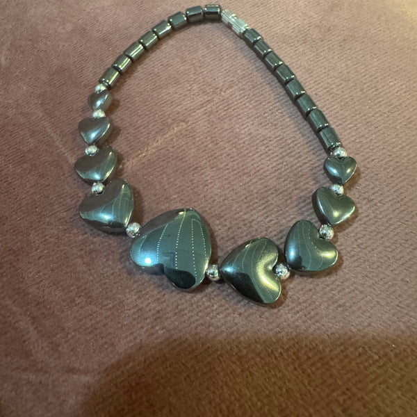 Hematite Multi Heart Bracelet
