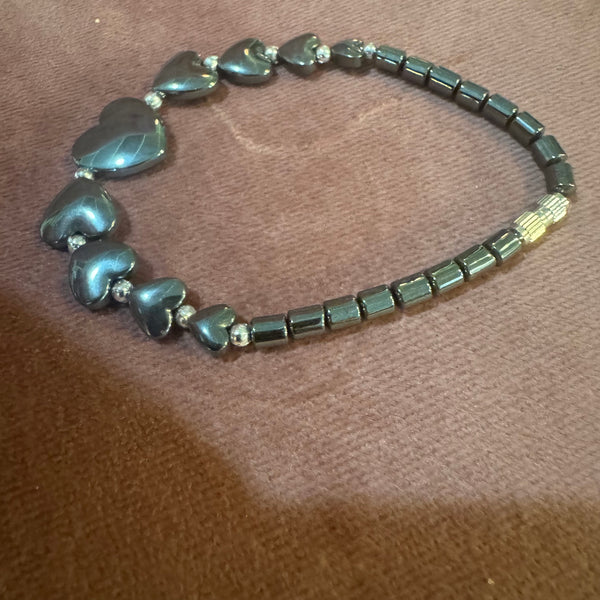 Hematite Multi Heart Bracelet
