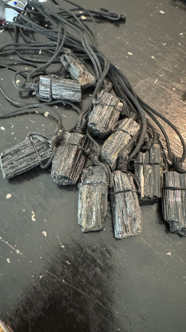 Black Tourmaline  rough necklace