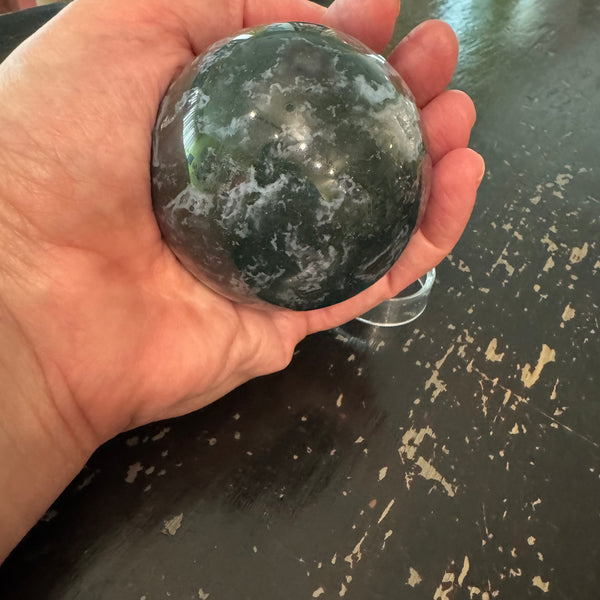 Moss Agate Sphere 13oz