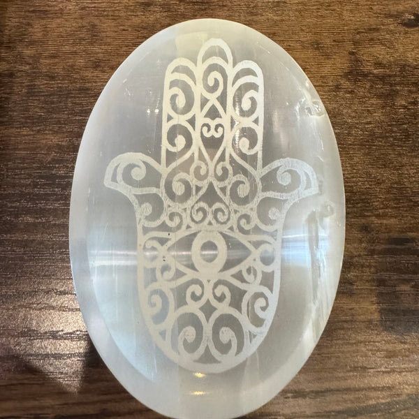 Selenite Charging Plate with Hamsa Hand