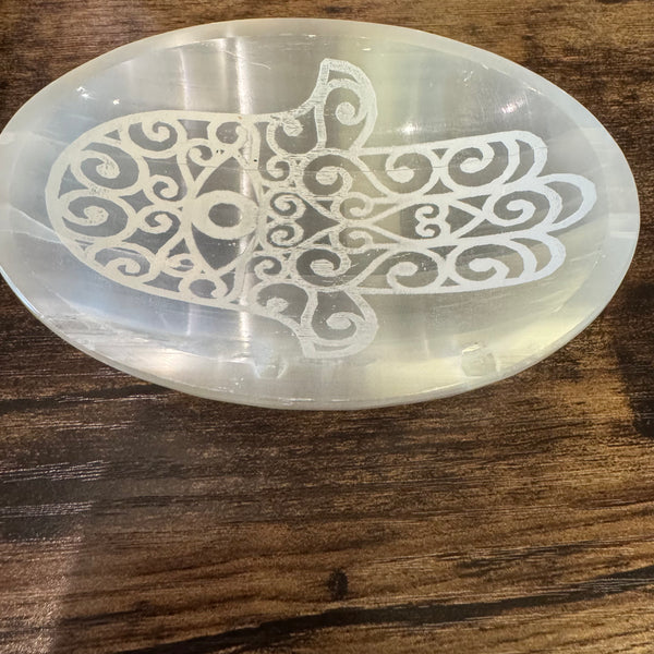 Selenite Charging Plate with Hamsa Hand