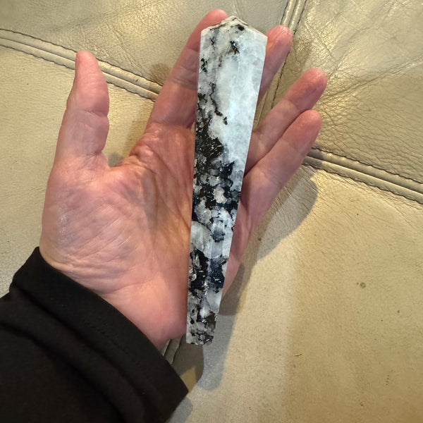 Moonstone Faceted Crystal Wand with Sharp Point