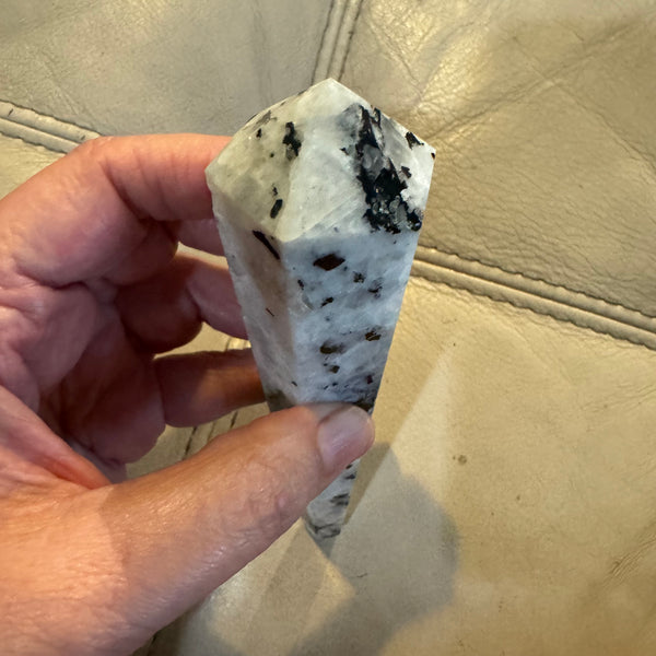 Moonstone Faceted Crystal Wand with Sharp Point