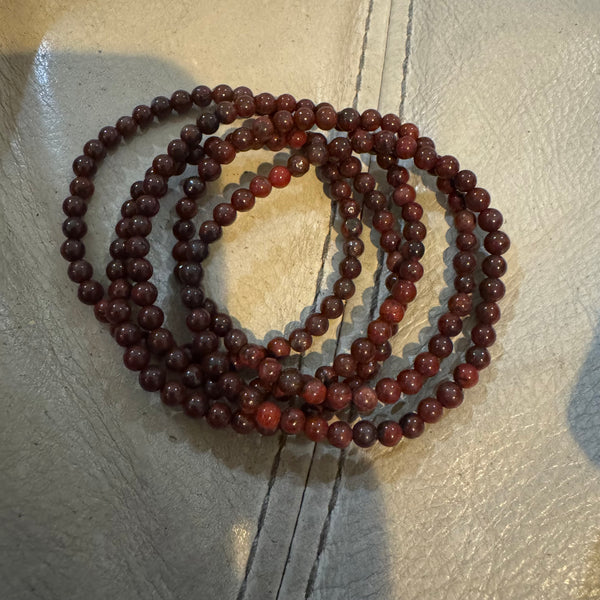 Red Jasper Bracelet with 4mm Round Beads