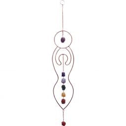 Chakra Goddess Copper Wall Hanging with Rough Gemstones | 36 Inch