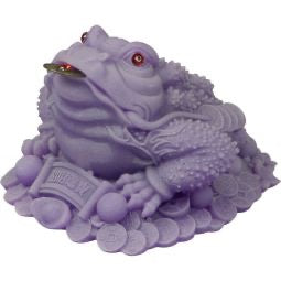 Purple Feng Shui Money Toad Figurine | Frosted Acrylic Abundance Decor