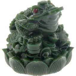 Jade Feng Shui Money Toad Figurine | Polyresin Abundance Decor