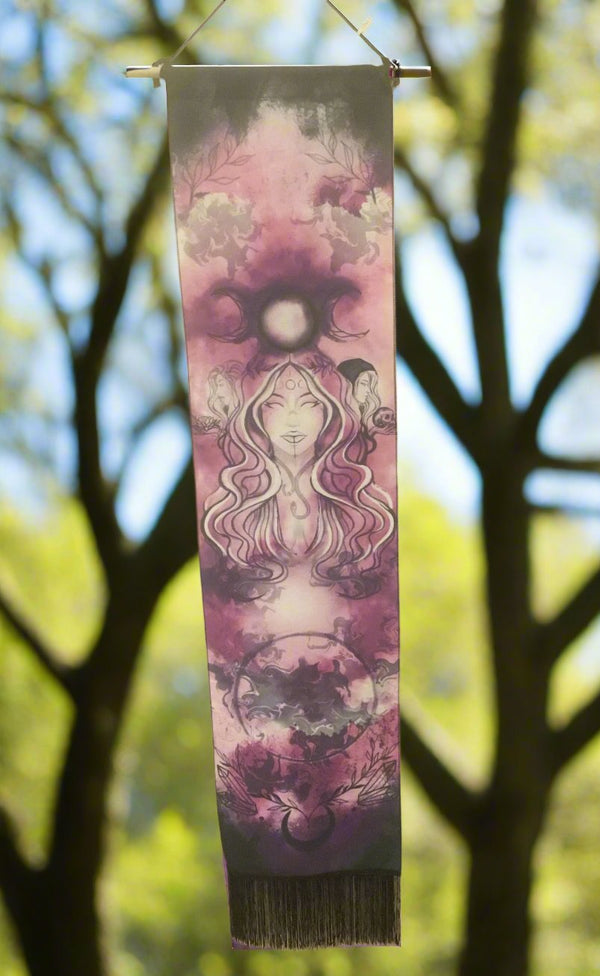 Linen Banner w/ Fringe - Triple Goddess*