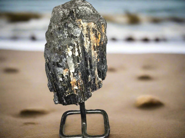 Black Tourmaline  on a stand