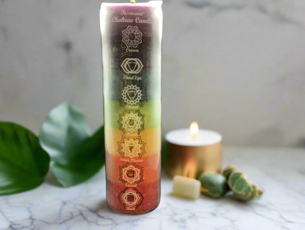 7 Day Chakra Glass Prayer Candle