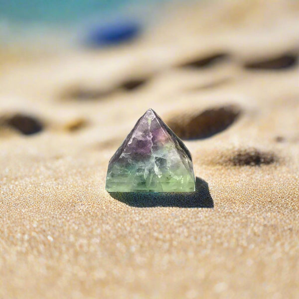 Rainbow fluorite pyramid